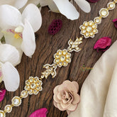 Vriksham Premium Floral Kundan Jadau Sheeshphool-White-J2773